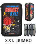 XL Jumbo Model Basketbol Kalem Kutusu Organizer Kalemkutu 3 Bölmeli Kalemlik Siyah