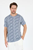 Erkek Bisiklet Yaka Desenli T-Shirt – %100 Pamuk – Rahat ve Şık Günlük Kısa Kollu Tişört 0115