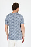 Erkek Bisiklet Yaka Desenli T-Shirt – %100 Pamuk – Rahat ve Şık Günlük Kısa Kollu Tişört 0115