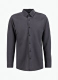 Gmg Fırenze Slim Fit Düğmeli Yaka Antrasit Erkek Gömlek GU25MFW02212