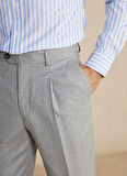 Brooks Brothers Normal Bel Duble Paça Standart Gri Erkek Pantolon BBFW24MPT006