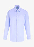 Brooks Brothers Slim Fit Klasik Yaka Balıksırtı Desenli Mavi Erkek Gömlek BBFW24MSH005