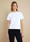 Brooks Brothers Bisiklet Yaka Beyaz Kadın T-Shirt BBSS25FTS002