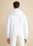Brooks Brothers Kapüşon Yaka Kırık Beyaz Erkek Sweatshırt BBSS25MSW003