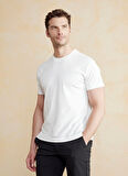 Brooks Brothers Bisiklet Yaka Kırık Beyaz Erkek T-Shirt BBSS25MTS011