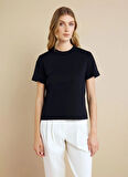 Brooks Brothers Bisiklet Yaka Siyah Kadın T-Shirt BBSS25FTS002