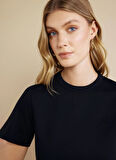 Brooks Brothers Bisiklet Yaka Siyah Kadın T-Shirt BBSS25FTS002