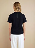 Brooks Brothers Bisiklet Yaka Siyah Kadın T-Shirt BBSS25FTS002