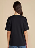 Brooks Brothers Bisiklet Yaka Siyah Kadın T-Shirt BBSS25FTS003