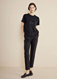 Brooks Brothers Bisiklet Yaka Siyah Kadın T-Shirt BBSS25FTS005