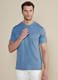 Brooks Brothers Bisiklet Yaka Mavi Erkek T-Shirt BBSS25MTS011