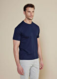 Brooks Brothers Bisiklet Yaka Lacivert Erkek T-Shirt BBSS25MTS011