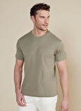 Brooks Brothers Bisiklet Yaka Açık Haki Erkek T-Shirt BBSS25MTS011