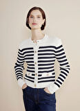 Brooks Brothers Standart Lacivert - Beyaz Kadın Ceket BBSS25FKJ003