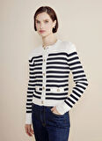 Brooks Brothers Standart Lacivert - Beyaz Kadın Ceket BBSS25FKJ003