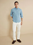 Brooks Brothers Regular Fit Düğmeli Yaka Mavi Erkek Gömlek BBSS25MSH023