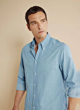 Brooks Brothers Regular Fit Düğmeli Yaka Mavi Erkek Gömlek BBSS25MSH023