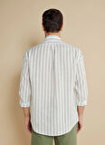 Brooks Brothers Regular Fit Düğmeli Yaka Yeşil - Beyaz Erkek Gömlek BBSS25MSH018