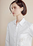 Brooks Brothers Standart Balıkçı Yaka Beyaz Kadın Gömlek BBSS25FSH009