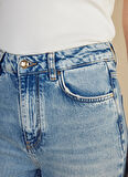 Brooks Brothers Yüksek Bel Düz Paça Mom Fit Mavi Kadın Denim Pantolon BBSS25FDP003