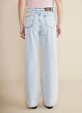 Brooks Brothers Yüksek Bel Geniş Paça Standart Buz Mavisi Kadın Denim Pantolon BBSS25FDP001