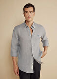 Brooks Brothers Regular Fit Düğmeli Yaka Gri Erkek Gömlek BBSS25MSH012
