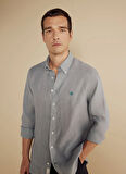 Brooks Brothers Regular Fit Düğmeli Yaka Gri Erkek Gömlek BBSS25MSH012