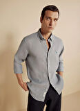 Brooks Brothers Regular Fit Düğmeli Yaka Gri Erkek Gömlek BBSS25MSH012