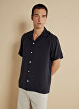 Brooks Brothers Regular Fit Apaş Yaka Siyah Erkek Gömlek BBSS25MSH022
