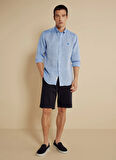 Brooks Brothers Regular Fit Düğmeli Yaka Mavi Erkek Gömlek BBSS25MSH012