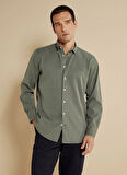 Brooks Brothers Regular Fit Düğmeli Yaka Haki Erkek Gömlek BBSS25MSH011