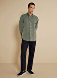 Brooks Brothers Regular Fit Düğmeli Yaka Haki Erkek Gömlek BBSS25MSH011