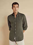 Brooks Brothers Regular Fit Düğmeli Yaka Haki Erkek Gömlek BBSS25MSH012