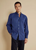 Brooks Brothers Regular Fit Düğmeli Yaka Lacivert Erkek Gömlek BBSS25MSH011