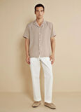 Brooks Brothers Regular Fit Apaş Yaka Koyu Bej Erkek Gömlek BBSS25MSH022