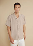 Brooks Brothers Regular Fit Apaş Yaka Koyu Bej Erkek Gömlek BBSS25MSH022