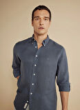 Brooks Brothers Regular Fit Düğmeli Yaka Antrasit Erkek Gömlek BBSS25MSH012