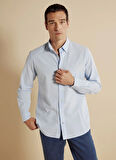 Brooks Brothers Slim Fit Düğmeli Yaka Mavi Erkek Gömlek BBSS25MSH024