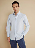Brooks Brothers Slim Fit Düğmeli Yaka Mavi Erkek Gömlek BBSS25MSH024