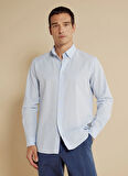 Brooks Brothers Slim Fit Düğmeli Yaka Mavi Erkek Gömlek BBSS25MSH024