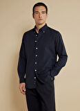 Brooks Brothers Slim Fit Düğmeli Yaka Lacivert Erkek Gömlek BBSS25MSH024