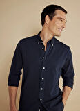 Brooks Brothers Slim Fit Düğmeli Yaka Lacivert Erkek Gömlek BBSS25MSH024