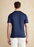 Brooks Brothers Bisiklet Yaka Baskılı Lacivert Erkek T-Shirt BBSS25MTS007