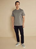 Brooks Brothers Bisiklet Yaka Gri Erkek T-Shirt BBSS25MTS025