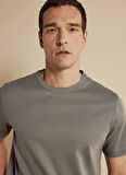 Brooks Brothers Bisiklet Yaka Gri Erkek T-Shirt BBSS25MTS025