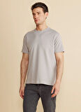 Brooks Brothers Bisiklet Yaka Gri Erkek T-Shirt BBFW25MTS004