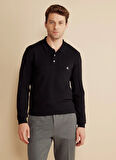 Brooks Brothers Polo Yaka Standart Siyah Erkek Kazak BBFW25MKL009