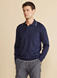 Brooks Brothers Polo Yaka Standart Lacivert Erkek Kazak BBFW25MKL022