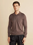 Brooks Brothers Polo Yaka Standart Kahve Erkek Kazak BBFW25MKL023