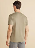 Brooks Brothers Bisiklet Yaka Açık Haki Erkek T-Shirt BBFW25MTS004